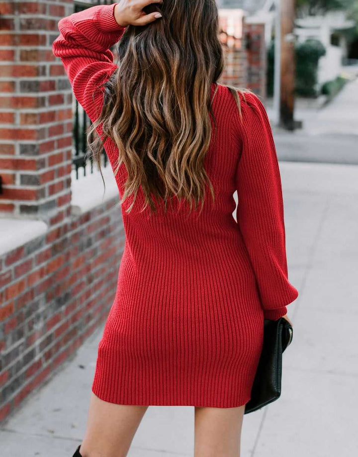 ANRABESS Turtleneck Long Sleeve Bodycon Sweater Dress