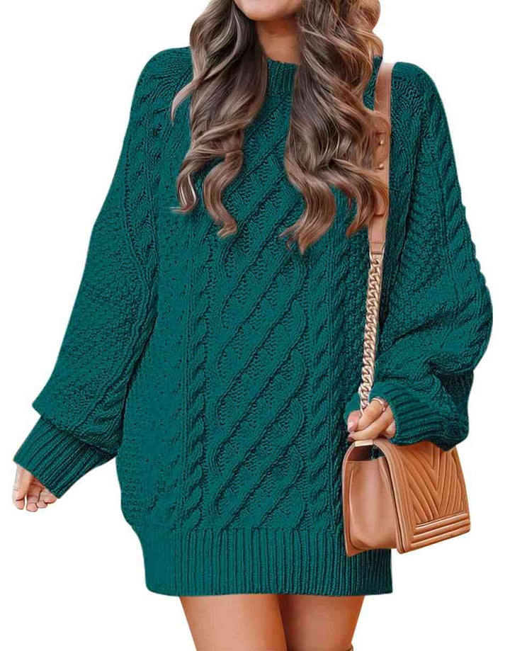 ANRABESS Cable Knit Chunky Oversized Sweater Dress