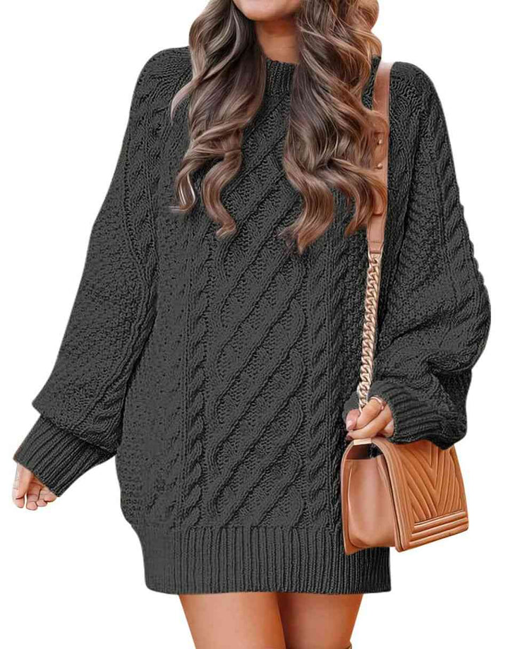 ANRABESS Cable Knit Chunky Oversized Sweater Dress