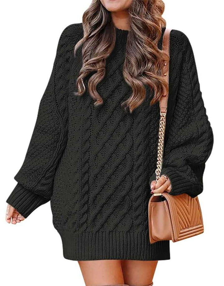 ANRABESS Cable Knit Chunky Oversized Sweater Dress