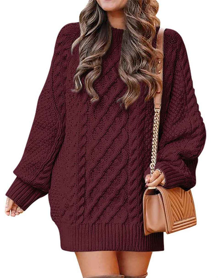 ANRABESS Cable Knit Chunky Oversized Sweater Dress