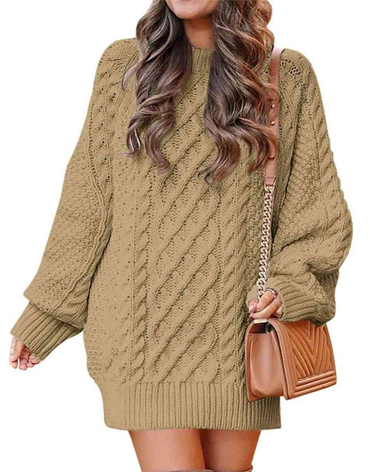 ANRABESS Cable Knit Chunky Oversized Sweater Dress