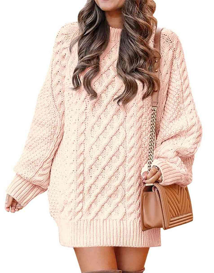 ANRABESS Cable Knit Chunky Oversized Sweater Dress