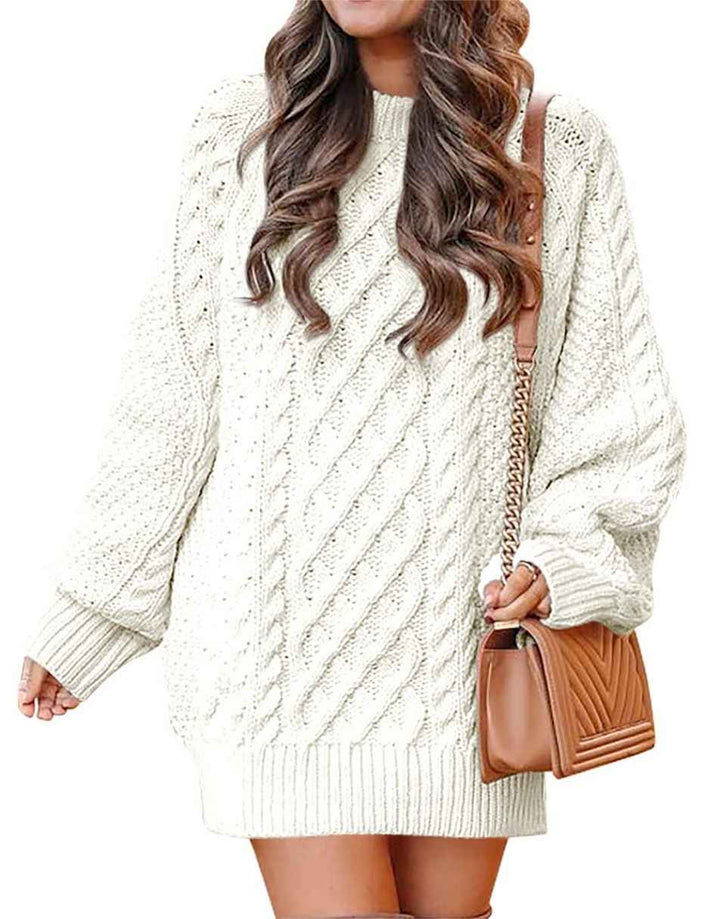 ANRABESS Cable Knit Chunky Oversized Sweater Dress