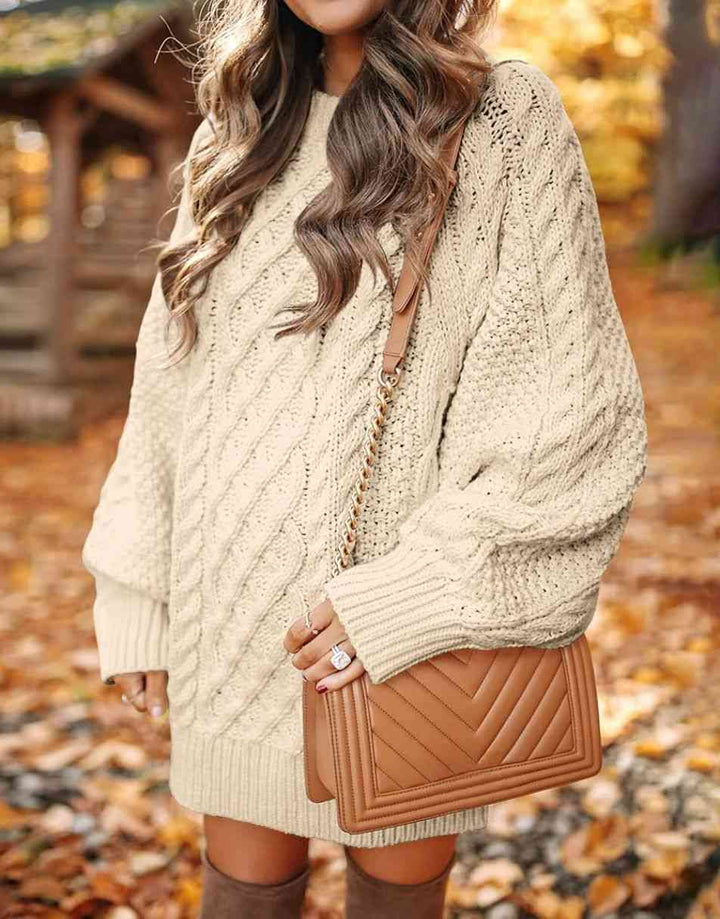 ANRABESS Cable Knit Chunky Oversized Sweater Dress