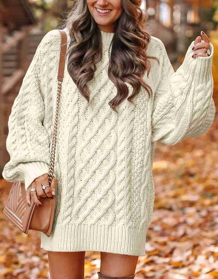 ANRABESS Cable Knit Chunky Oversized Sweater Dress