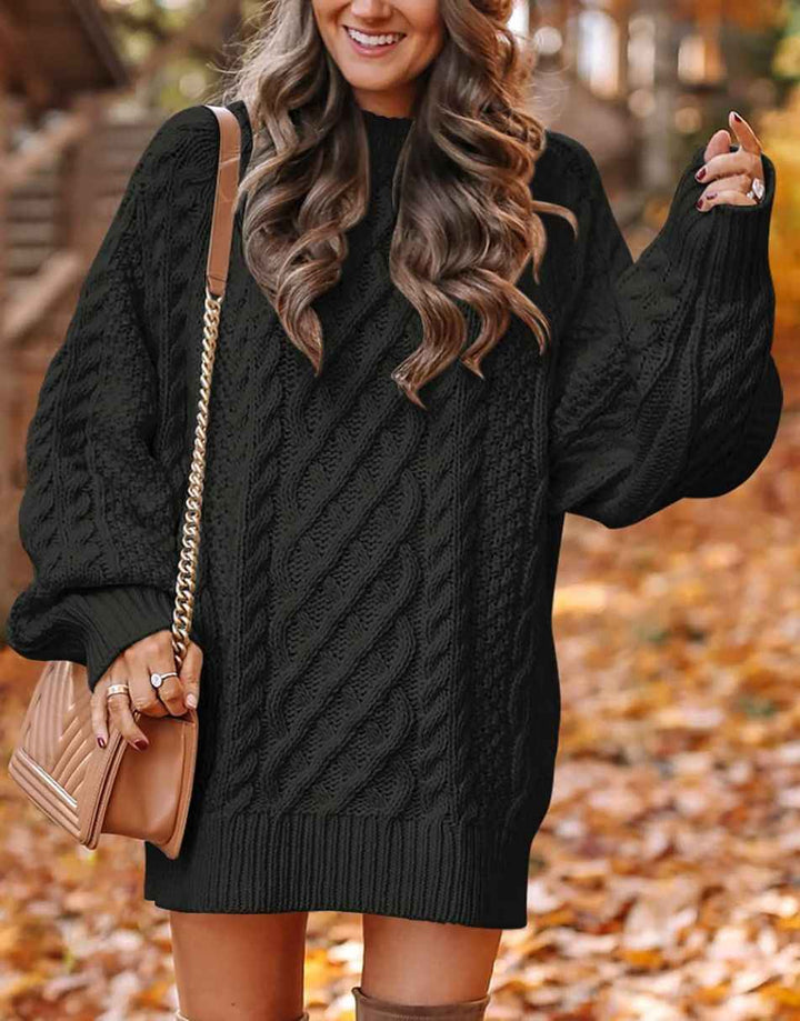 ANRABESS Cable Knit Chunky Oversized Sweater Dress
