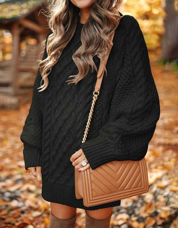 ANRABESS Cable Knit Chunky Oversized Sweater Dress