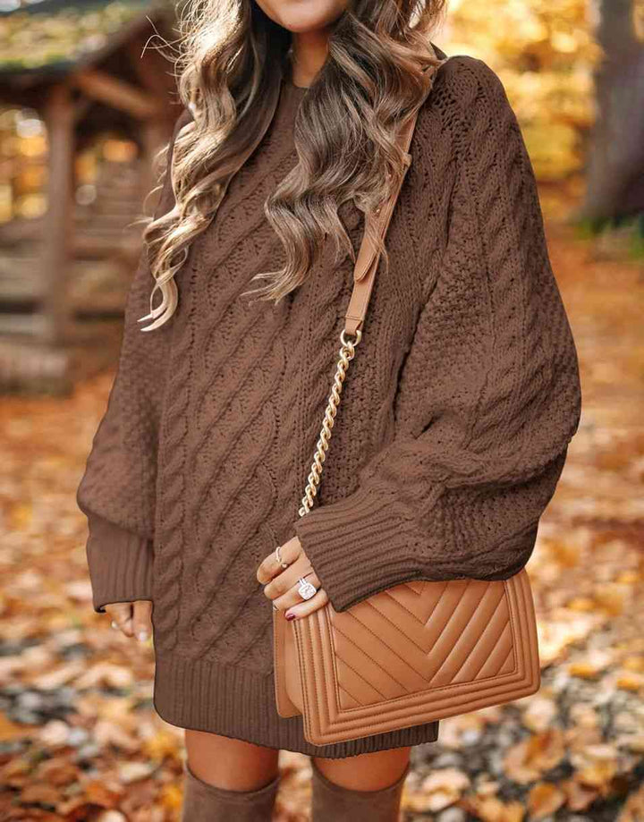 ANRABESS Cable Knit Chunky Oversized Sweater Dress