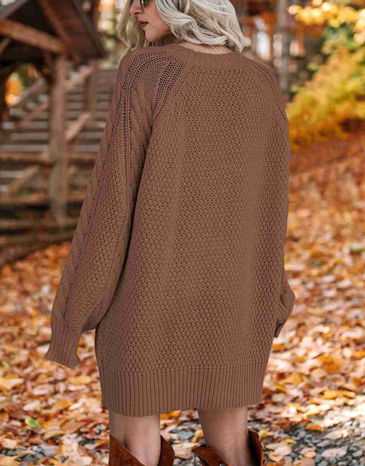 ANRABESS Cable Knit Chunky Oversized Sweater Dress