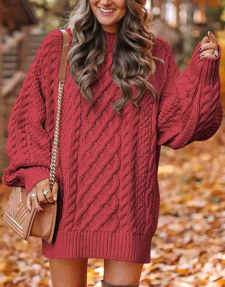 ANRABESS Cable Knit Chunky Oversized Sweater Dress