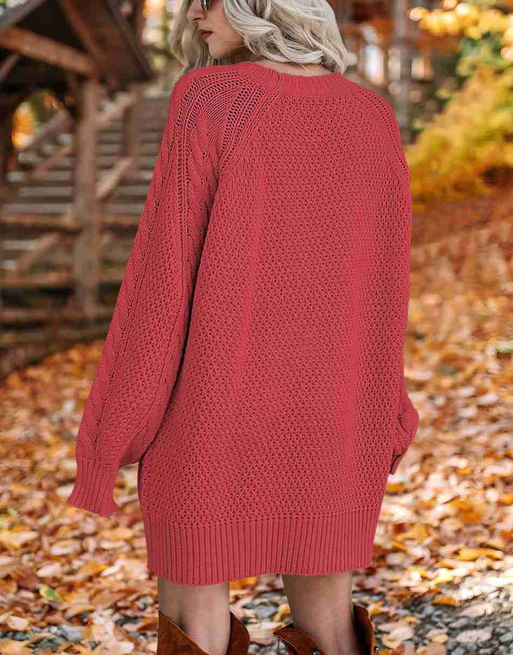 ANRABESS Cable Knit Chunky Oversized Sweater Dress