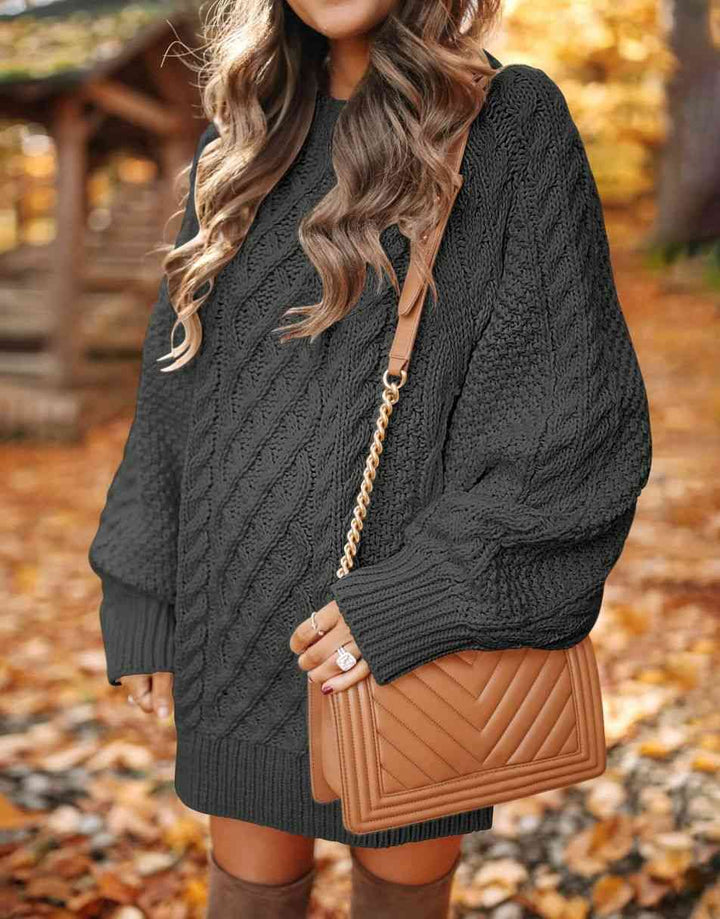 ANRABESS Cable Knit Chunky Oversized Sweater Dress