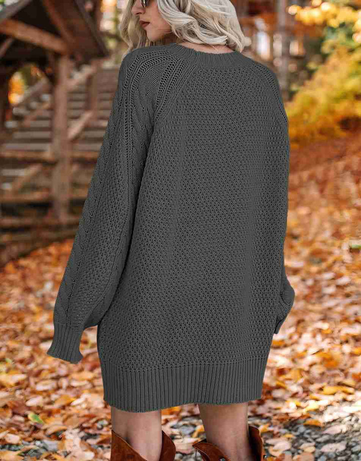 ANRABESS Cable Knit Chunky Oversized Sweater Dress