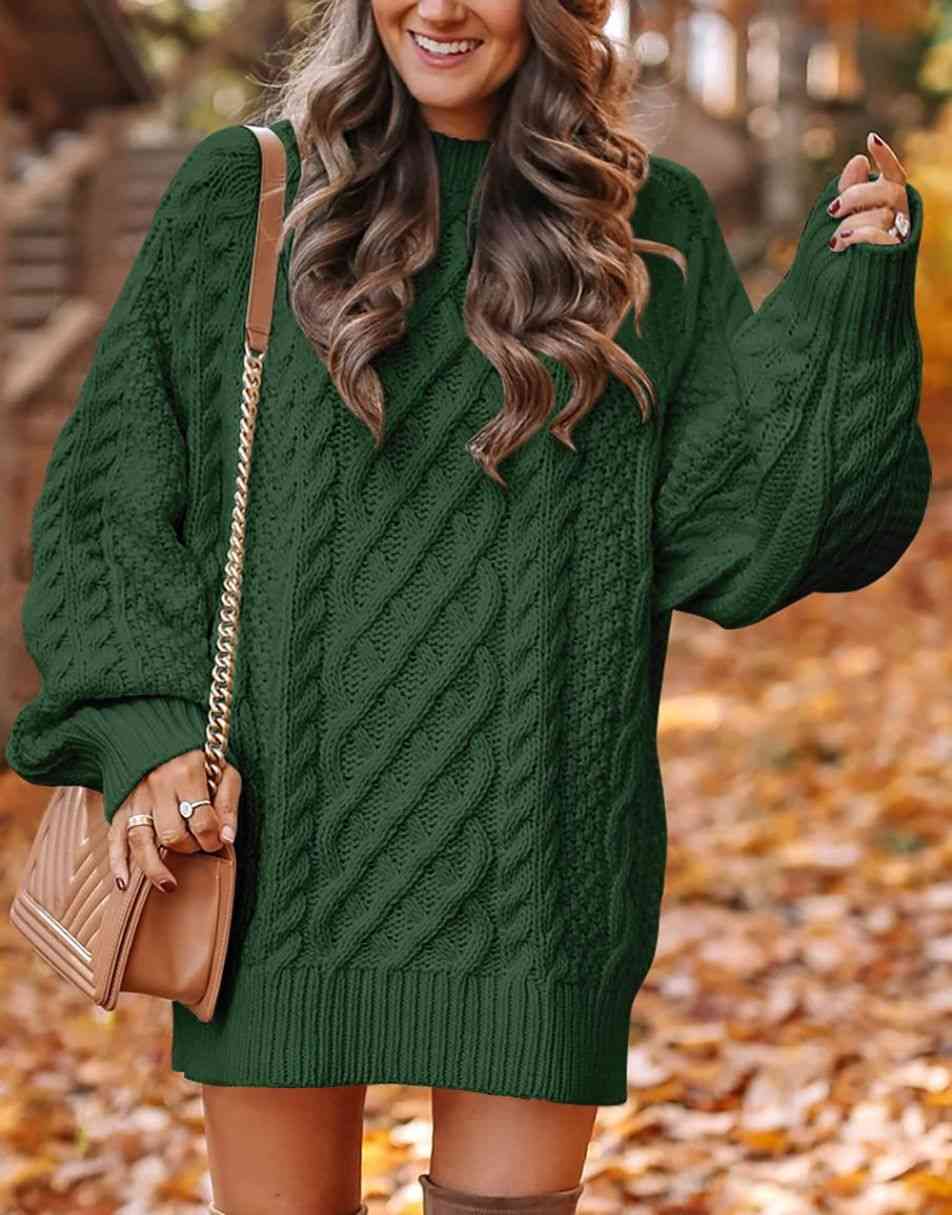ANRABESS Cable Knit Chunky Oversized Sweater Dress
