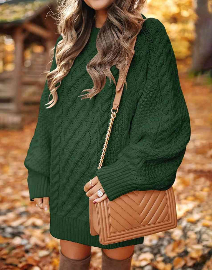 ANRABESS Cable Knit Chunky Oversized Sweater Dress