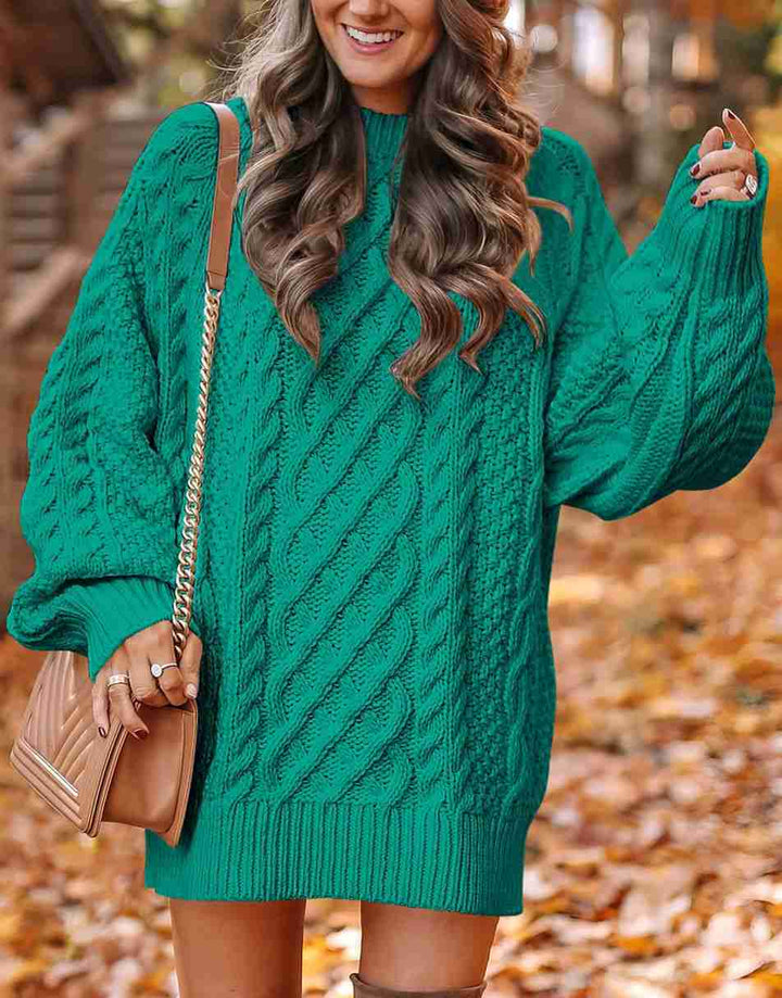 ANRABESS Cable Knit Chunky Oversized Sweater Dress