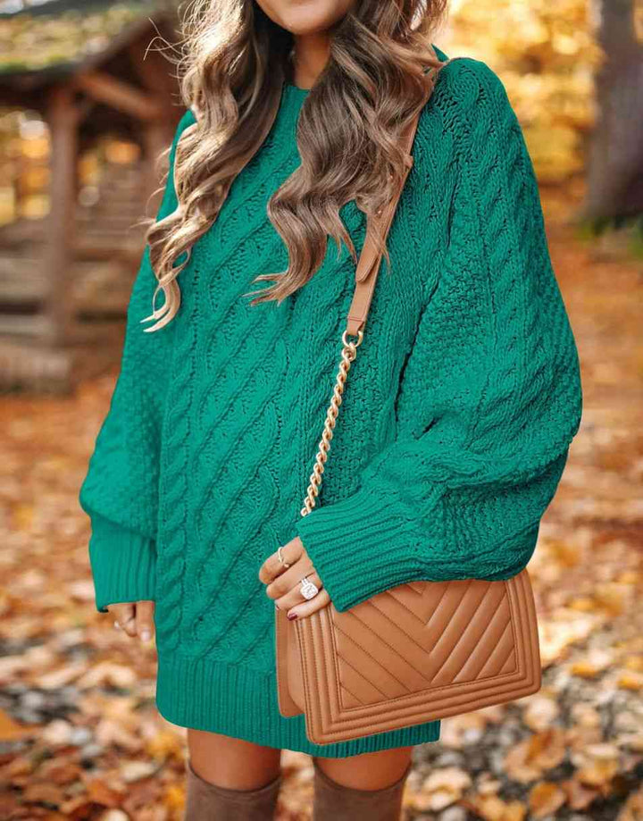 ANRABESS Cable Knit Chunky Oversized Sweater Dress