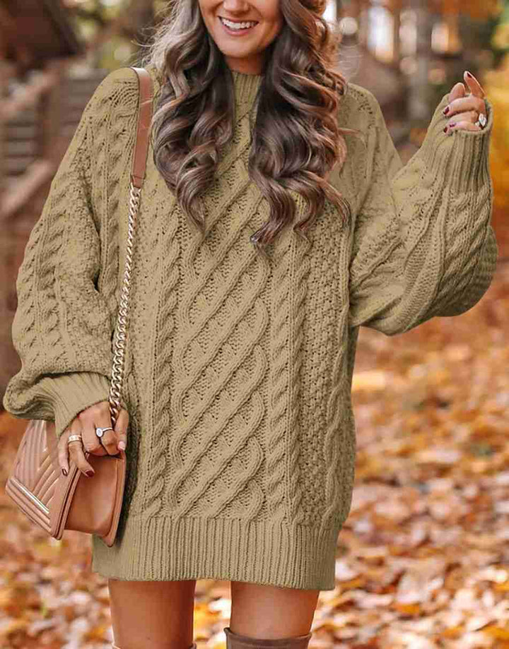 ANRABESS Cable Knit Chunky Oversized Sweater Dress