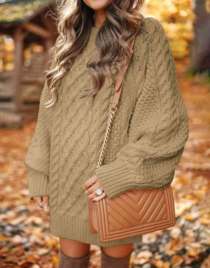 ANRABESS Cable Knit Chunky Oversized Sweater Dress