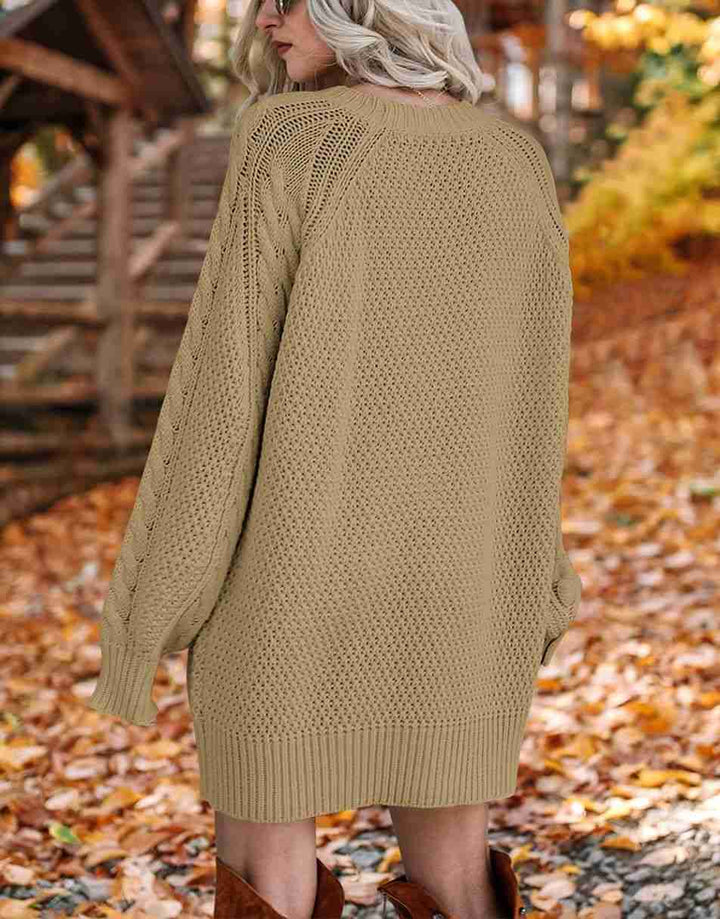ANRABESS Cable Knit Chunky Oversized Sweater Dress