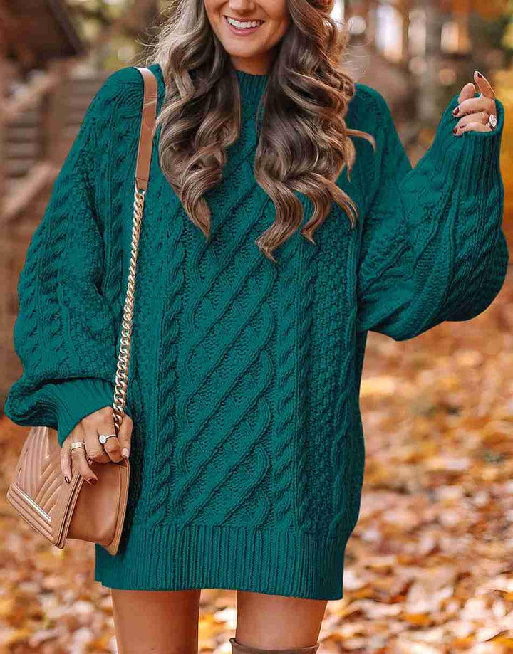 ANRABESS Cable Knit Chunky Oversized Sweater Dress