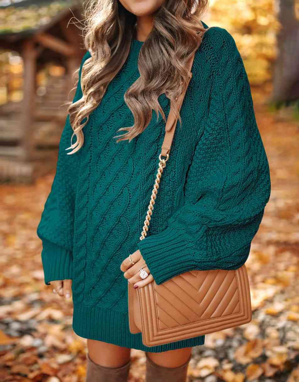 ANRABESS Cable Knit Chunky Oversized Sweater Dress