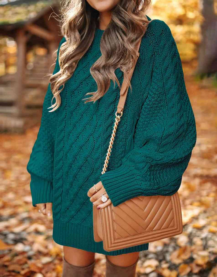 ANRABESS Cable Knit Chunky Oversized Sweater Dress