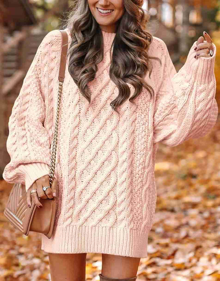 ANRABESS Cable Knit Chunky Oversized Sweater Dress