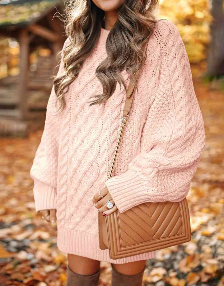 ANRABESS Cable Knit Chunky Oversized Sweater Dress