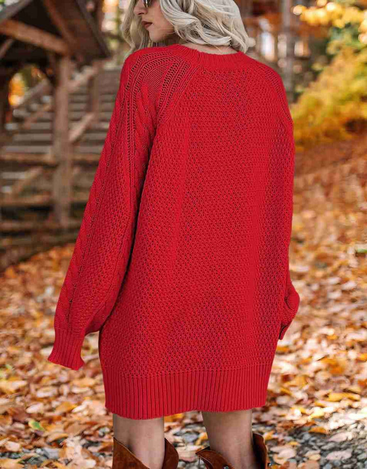 ANRABESS Cable Knit Chunky Oversized Sweater Dress