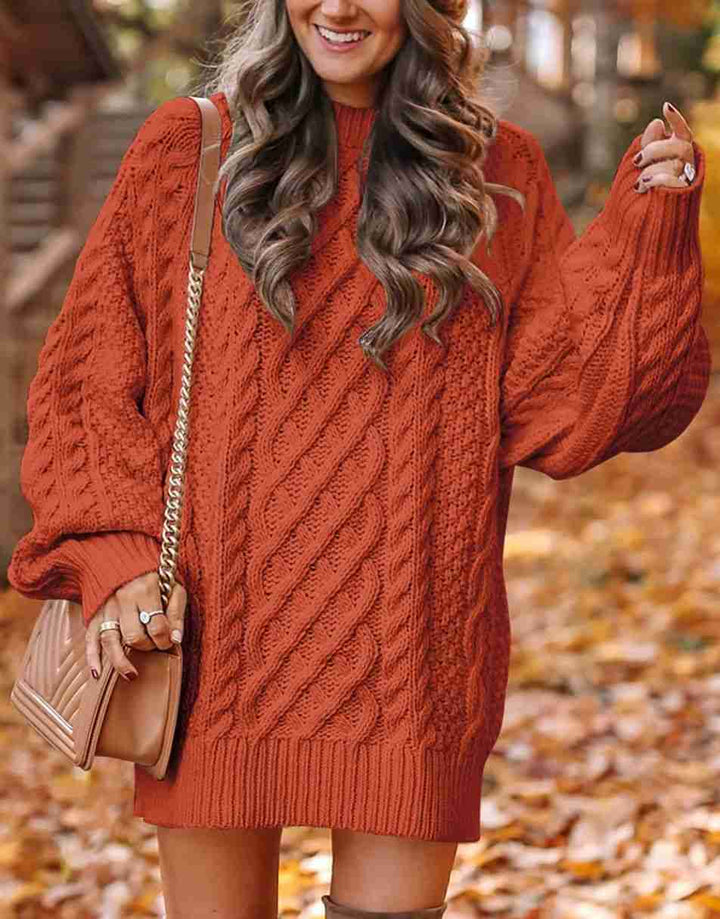 ANRABESS Cable Knit Chunky Oversized Sweater Dress