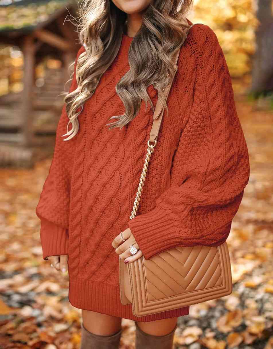 ANRABESS Cable Knit Chunky Oversized Sweater Dress