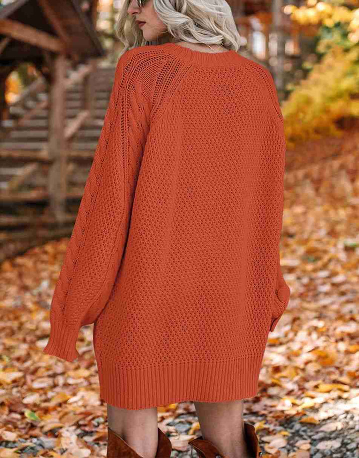 ANRABESS Cable Knit Chunky Oversized Sweater Dress