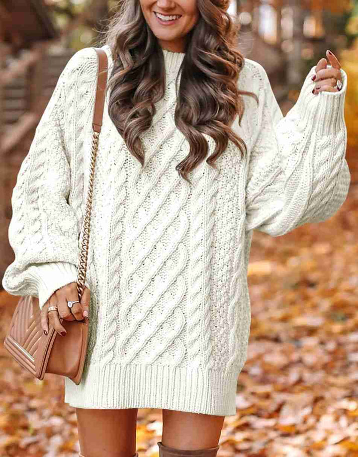 ANRABESS Cable Knit Chunky Oversized Sweater Dress