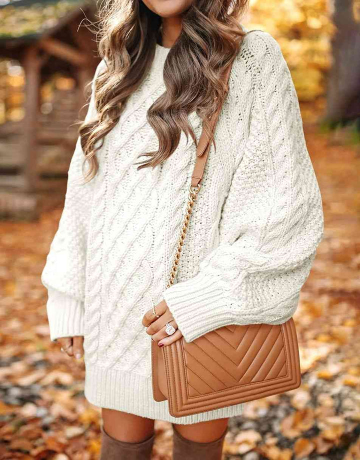 ANRABESS Cable Knit Chunky Oversized Sweater Dress