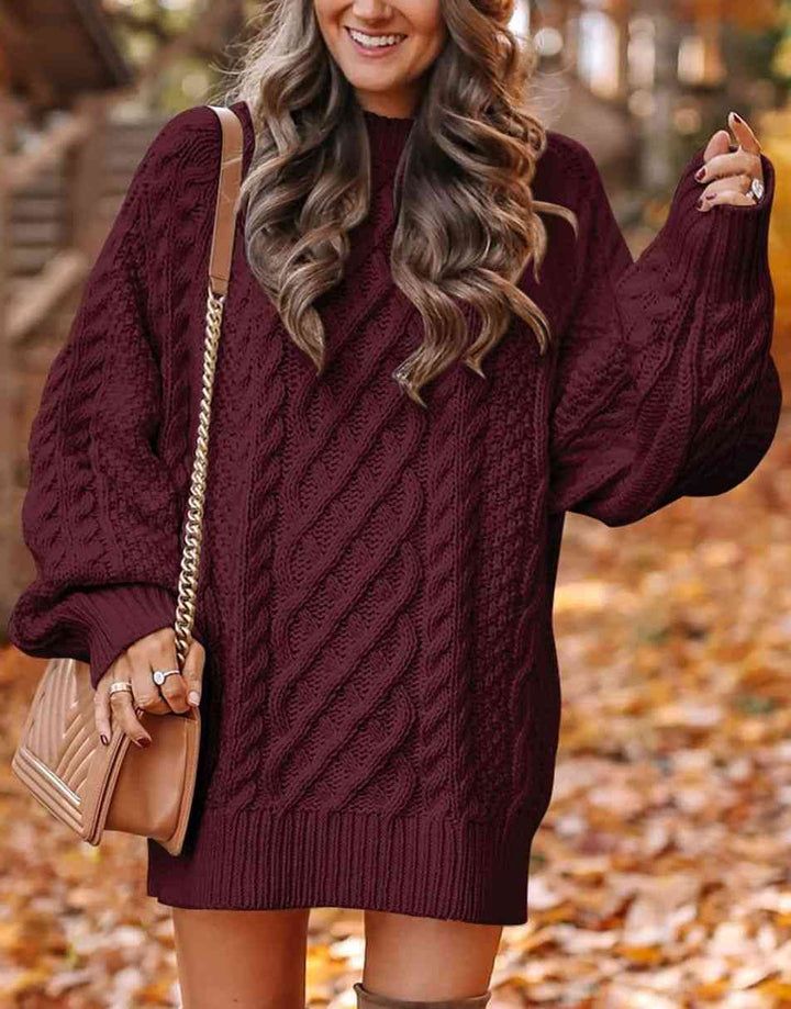 ANRABESS Cable Knit Chunky Oversized Sweater Dress