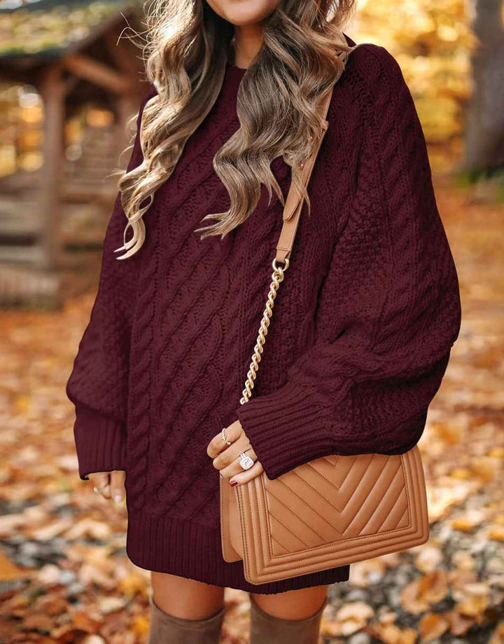 ANRABESS Cable Knit Chunky Oversized Sweater Dress