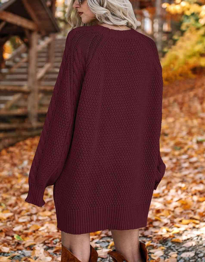 ANRABESS Cable Knit Chunky Oversized Sweater Dress
